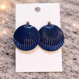Navy Blue Shell Earrings